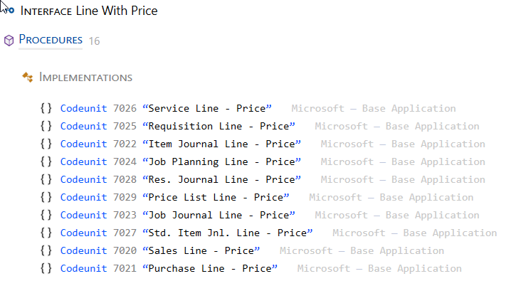 "Line With Price" implementations